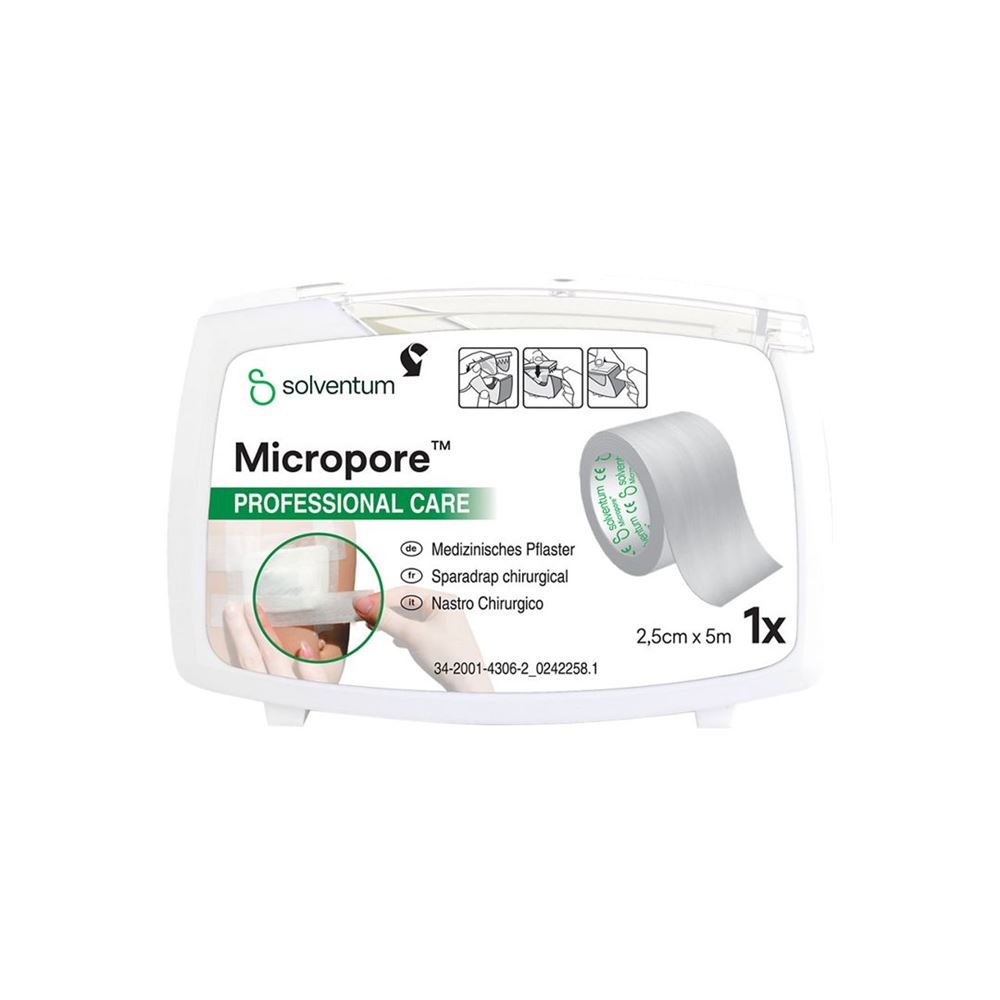 SOLVENTUM Micropore Rollenpflaster mit Dispenser