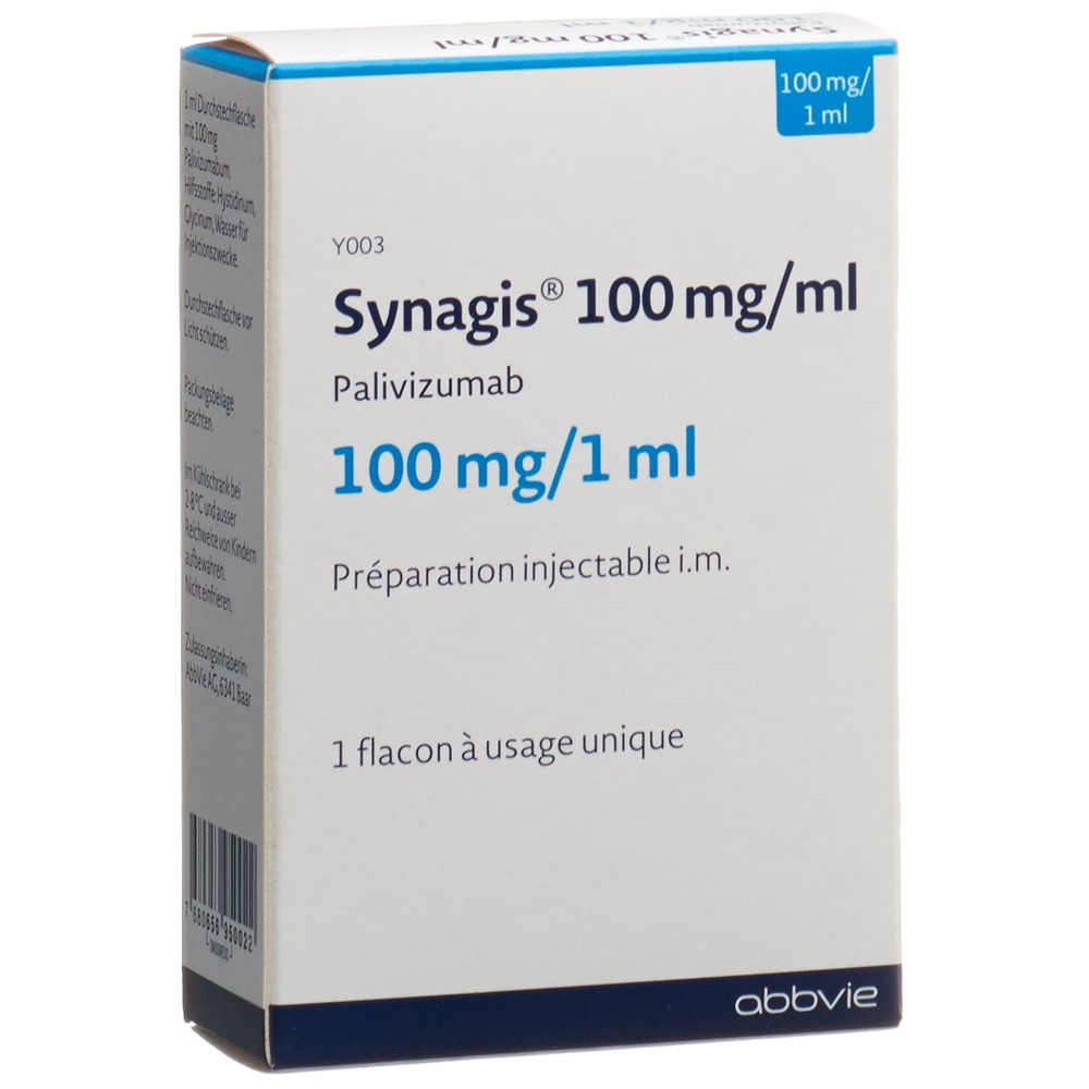 Synagis sol inj 100 mg/1ml flac 1 pce, image 2 sur 2