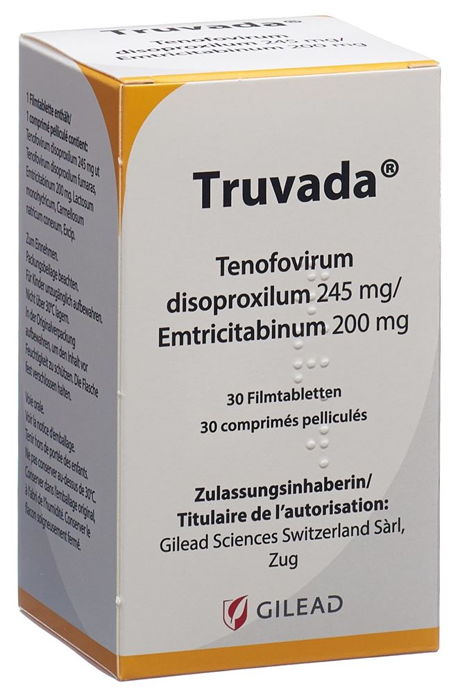 TRUVADA cpr pell 245mg/200mg bte 30 pce, image principale