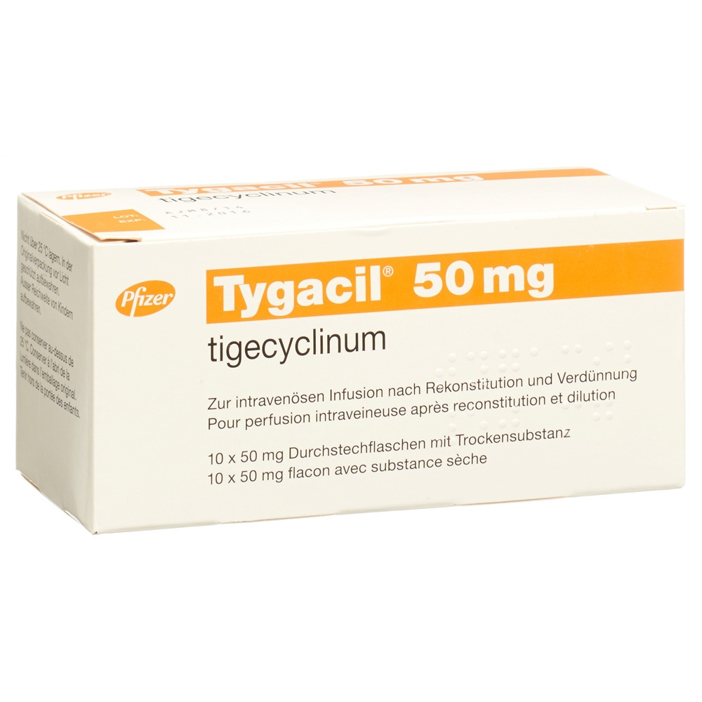 Tygacil subst sèche 50 mg flac 10 pce, image principale