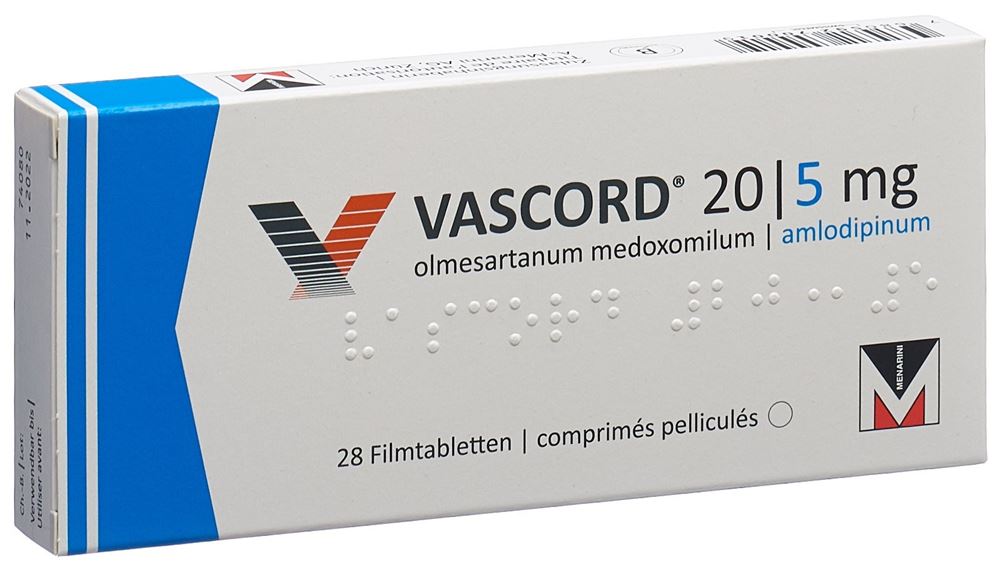 VASCORD cpr pell 20/5 mg blist 28 pce, image principale