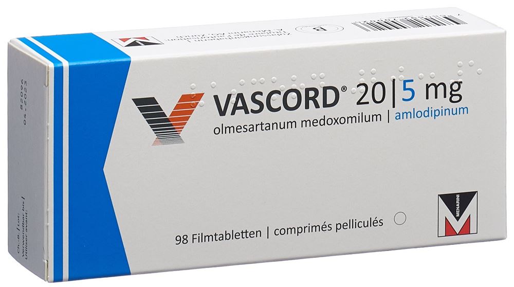 VASCORD cpr pell 20/5 mg blist 98 pce, image principale