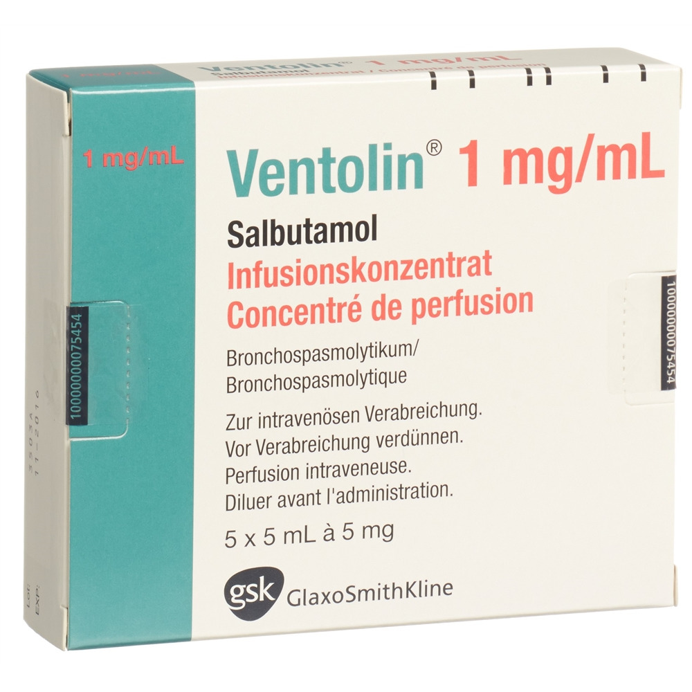 VENTOLIN Inf Konz 5 mg/5ml Amp 5 ml, Hauptbild