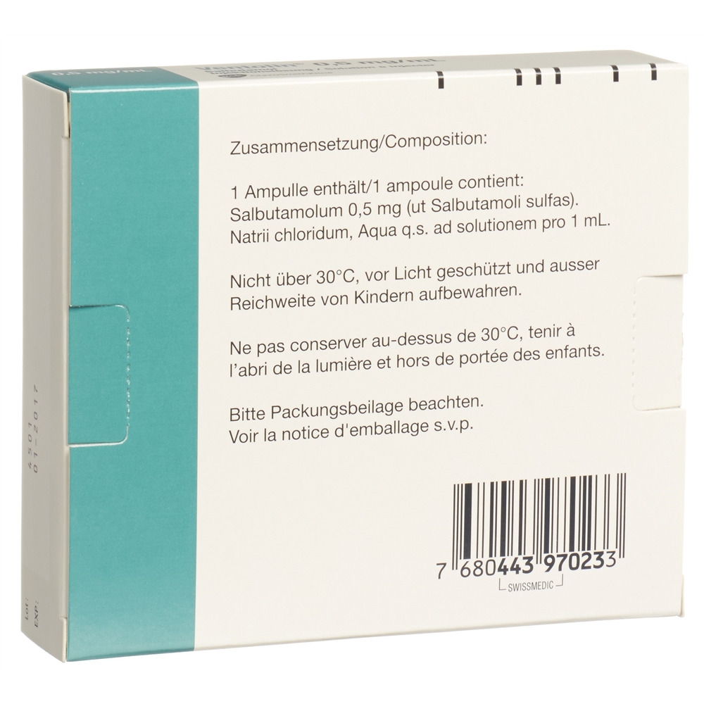 VENTOLIN Inj Lös 0.5 mg/ml Amp 1 ml, Bild 2 von 2