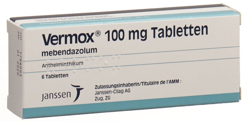 VERMOX cpr 100 mg blist 6 pce, image principale