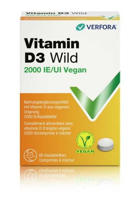 VITAMINE D3 WILD cpr croquer 2000 IE vegan 60 pce