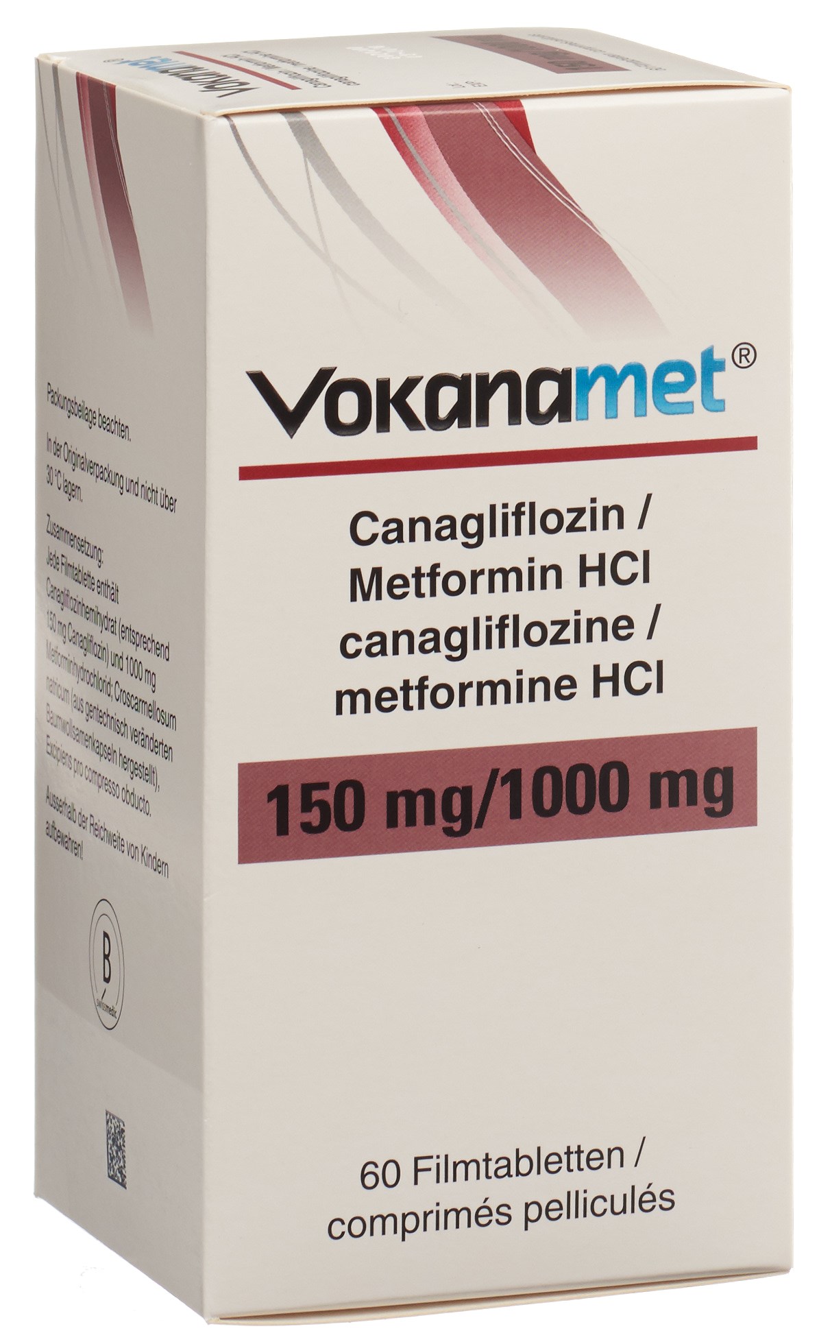 VOKANAMET cpr pell 150/1000 mg bte 60 pce, image principale