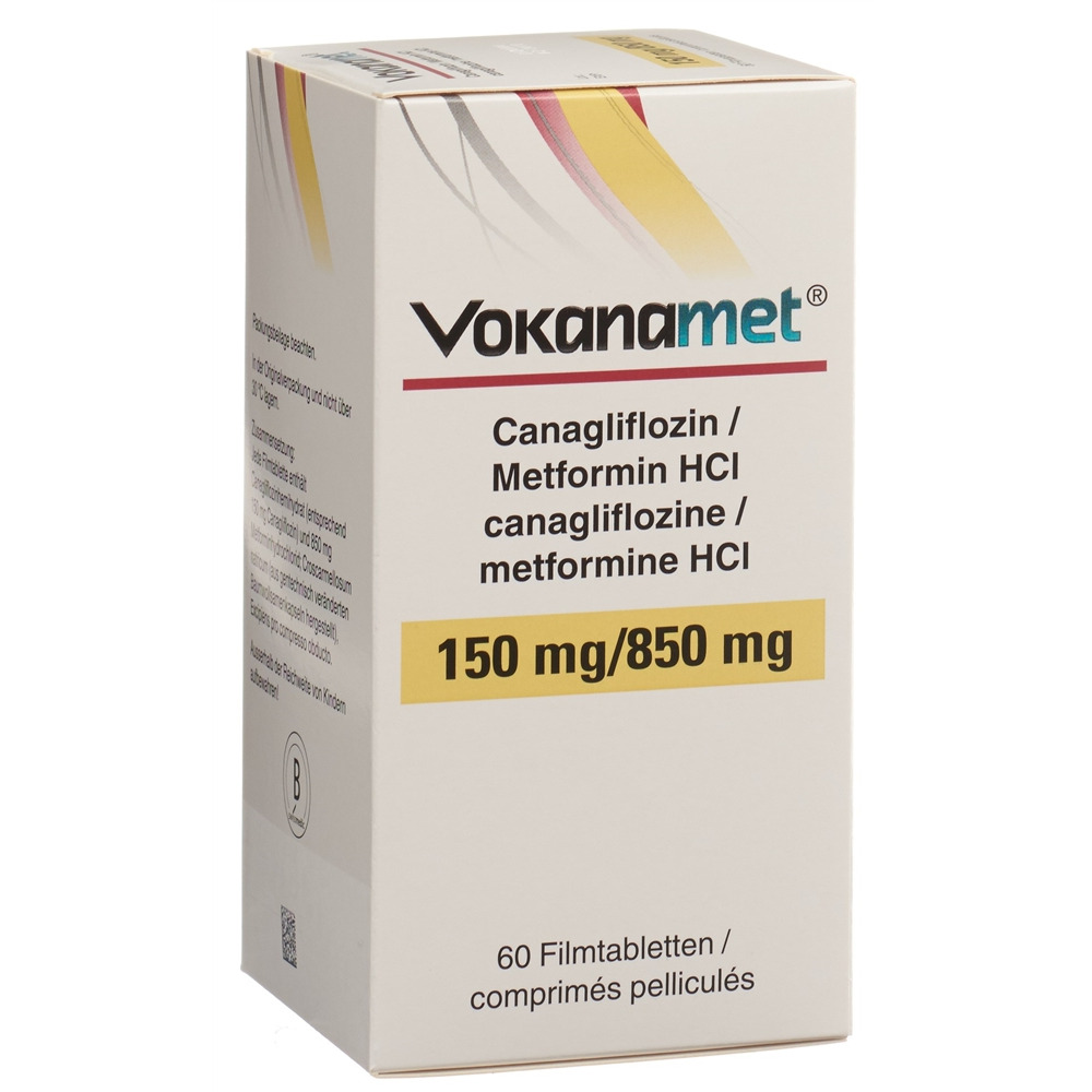 VOKANAMET cpr pell 150/850 mg bte 60 pce, image principale