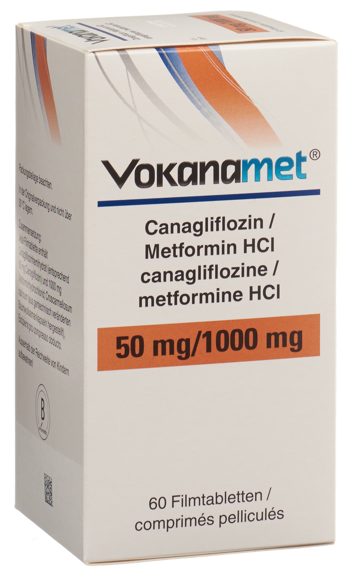 VOKANAMET cpr pell 50/1000 mg bte 60 pce, image principale