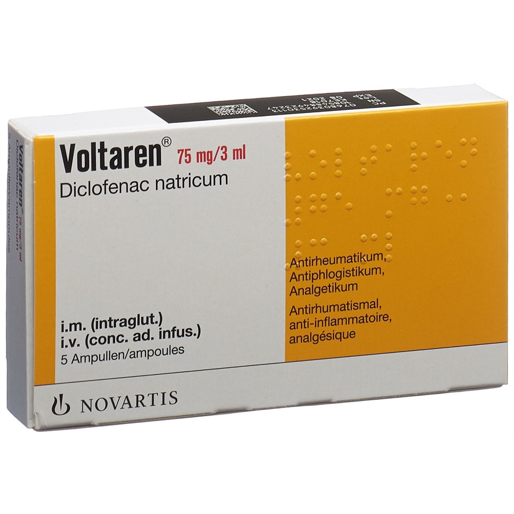 VOLTARENE Inj Inf Präp 75 mg/3ml i.m./i.v. Amp 3 ml, Hauptbild