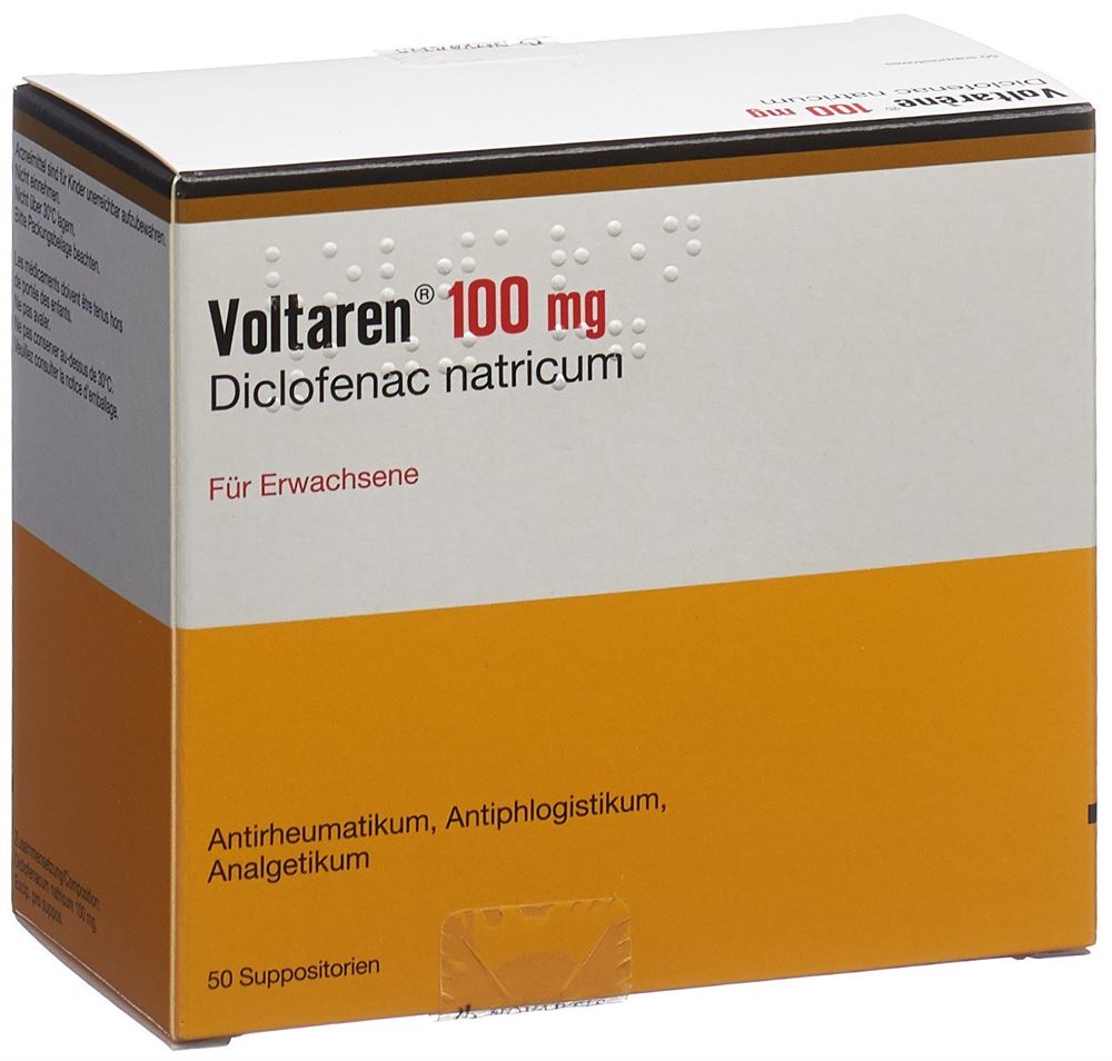 Voltaren Supp 100 mg Erw 50 Stk, Hauptbild