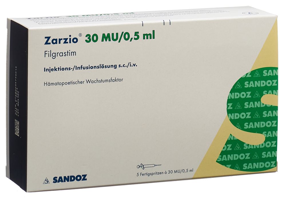 ZARZIO Inj Lös 30 Mio E/0.5ml Fertspr 5 Stk, Hauptbild