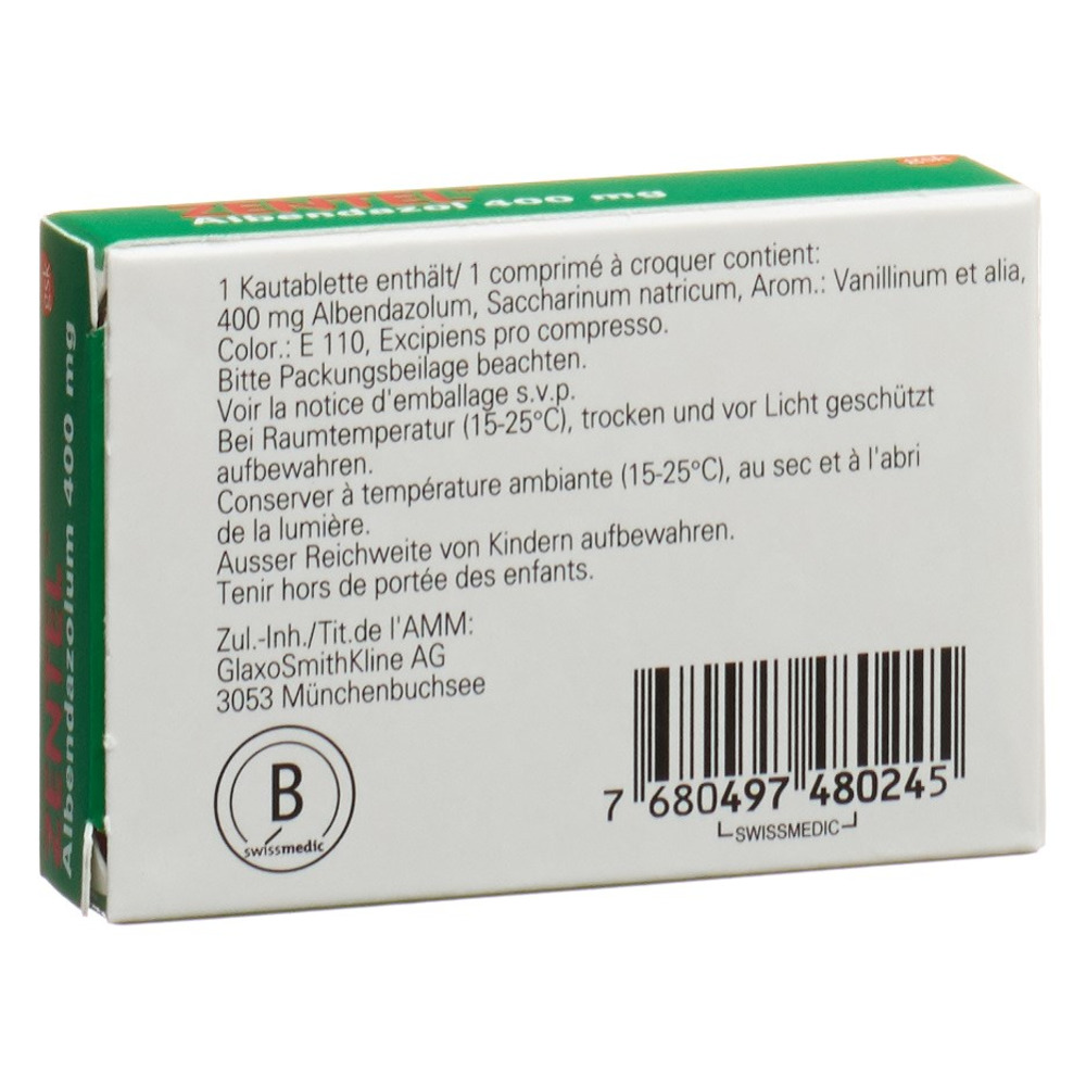 ZENTEL Kautabl 400 mg Blist 1 Stk, Bild 2 von 2
