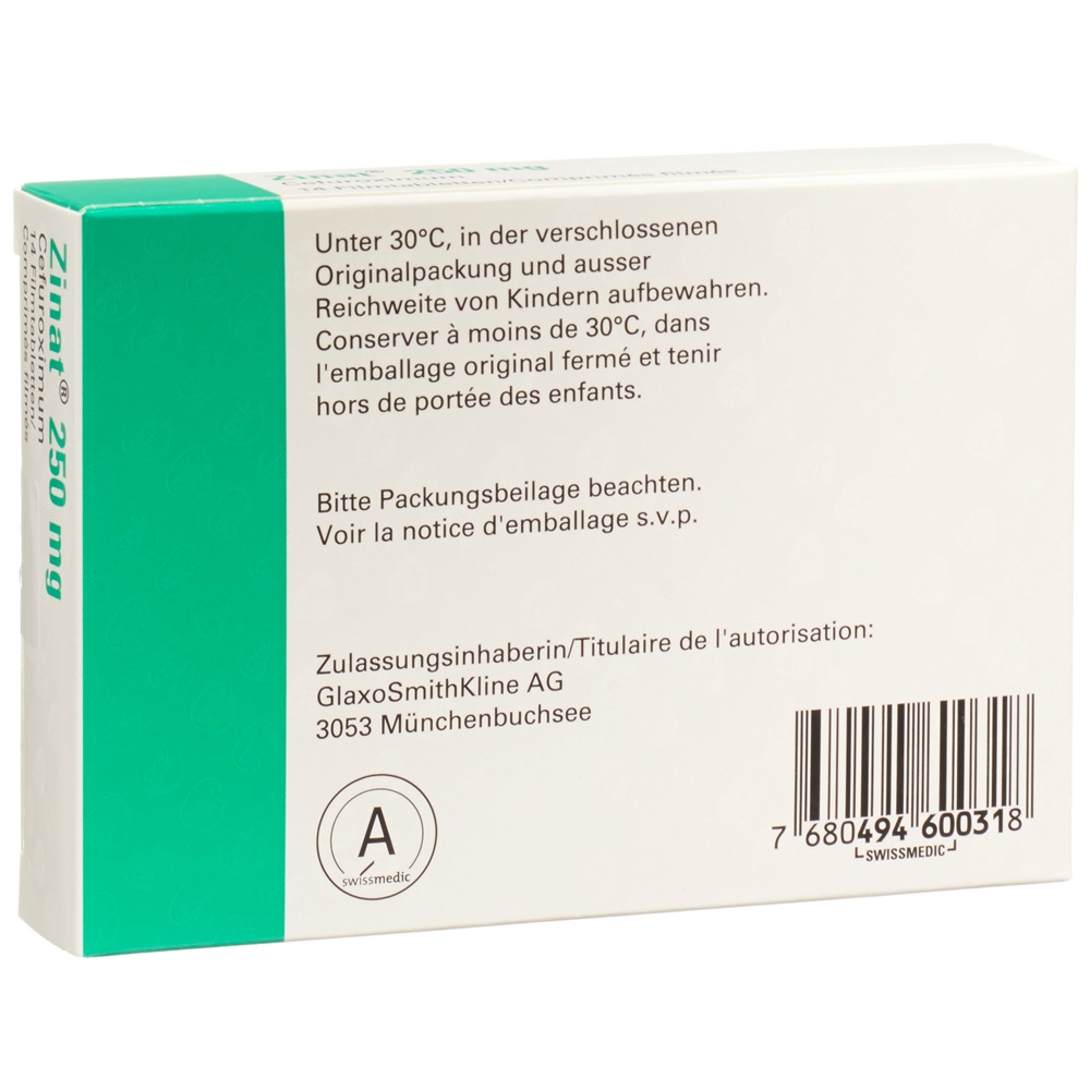 ZINAT cpr pell 250 mg blist 14 pce, image 2 sur 2